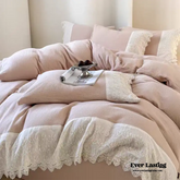 Margaux Lace Double Gauze Bedding Set - Pastel Pink